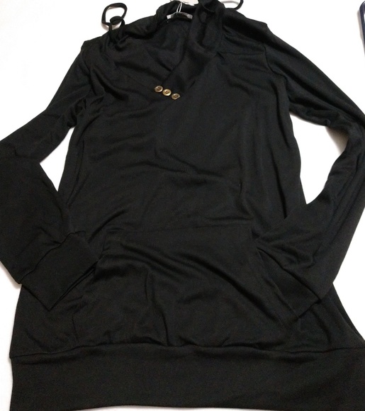 Stylish Women's Kanga Pouch Top Tunic Black XL - Picture 6 of 8